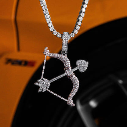 Bow And Arrow Pendant in White & Rose Gold
