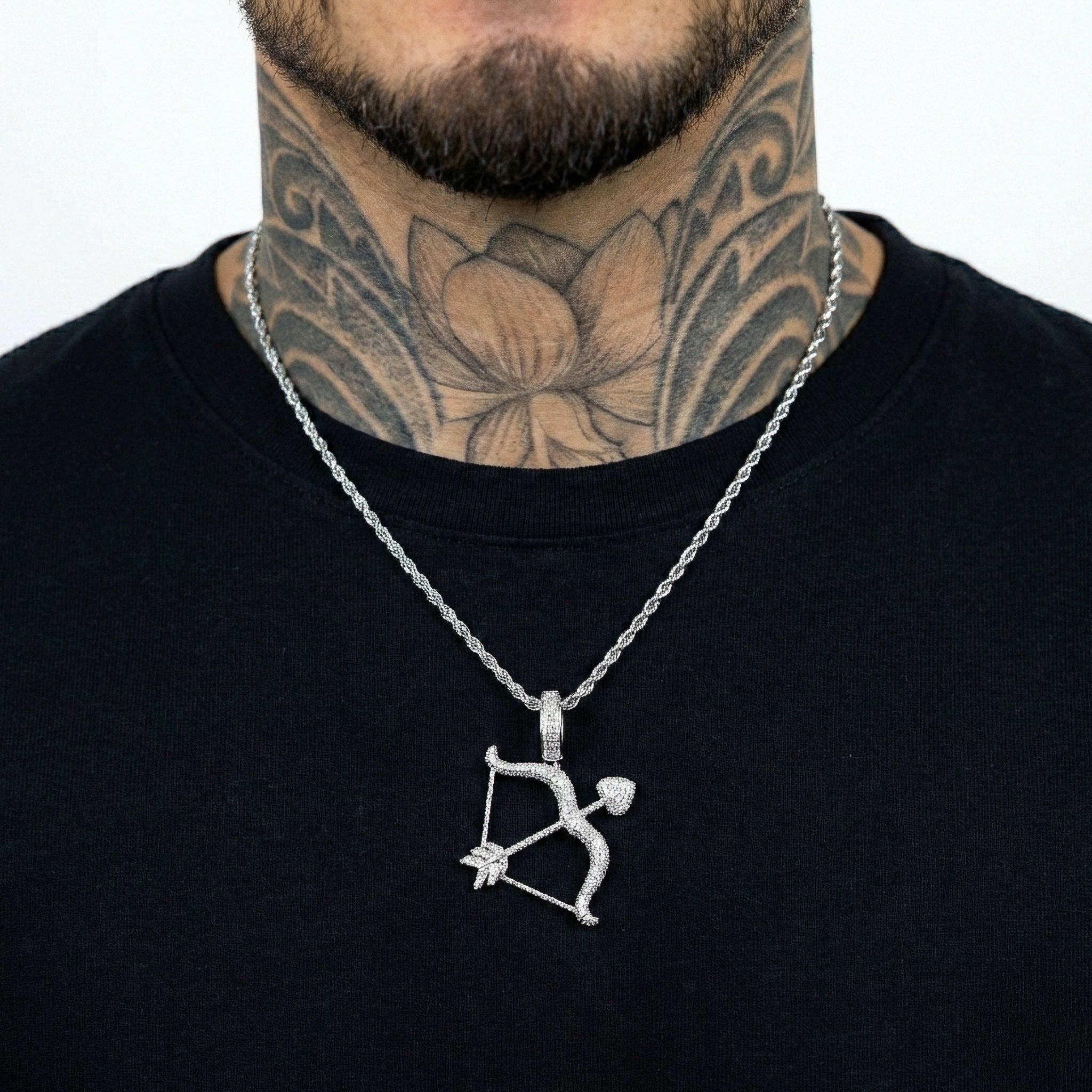 Iced Out Bow Arrow Pendant White Gold - Bling Authority® — Men's