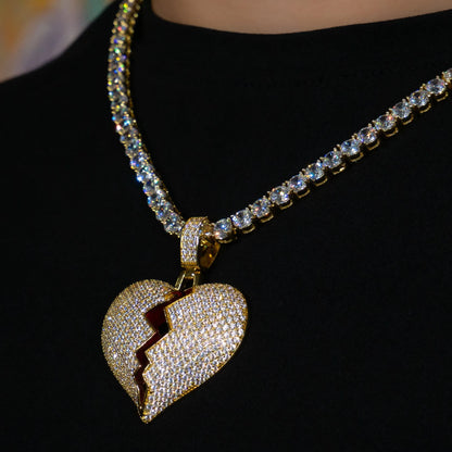 Broken Heart Pendant In Yellow Gold