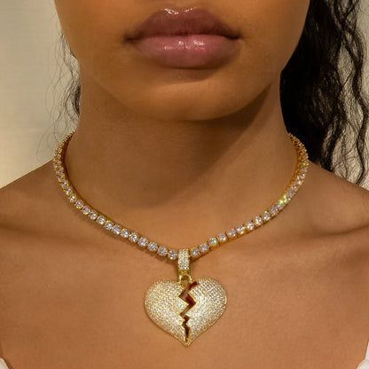 Broken Heart Pendant In Yellow Gold