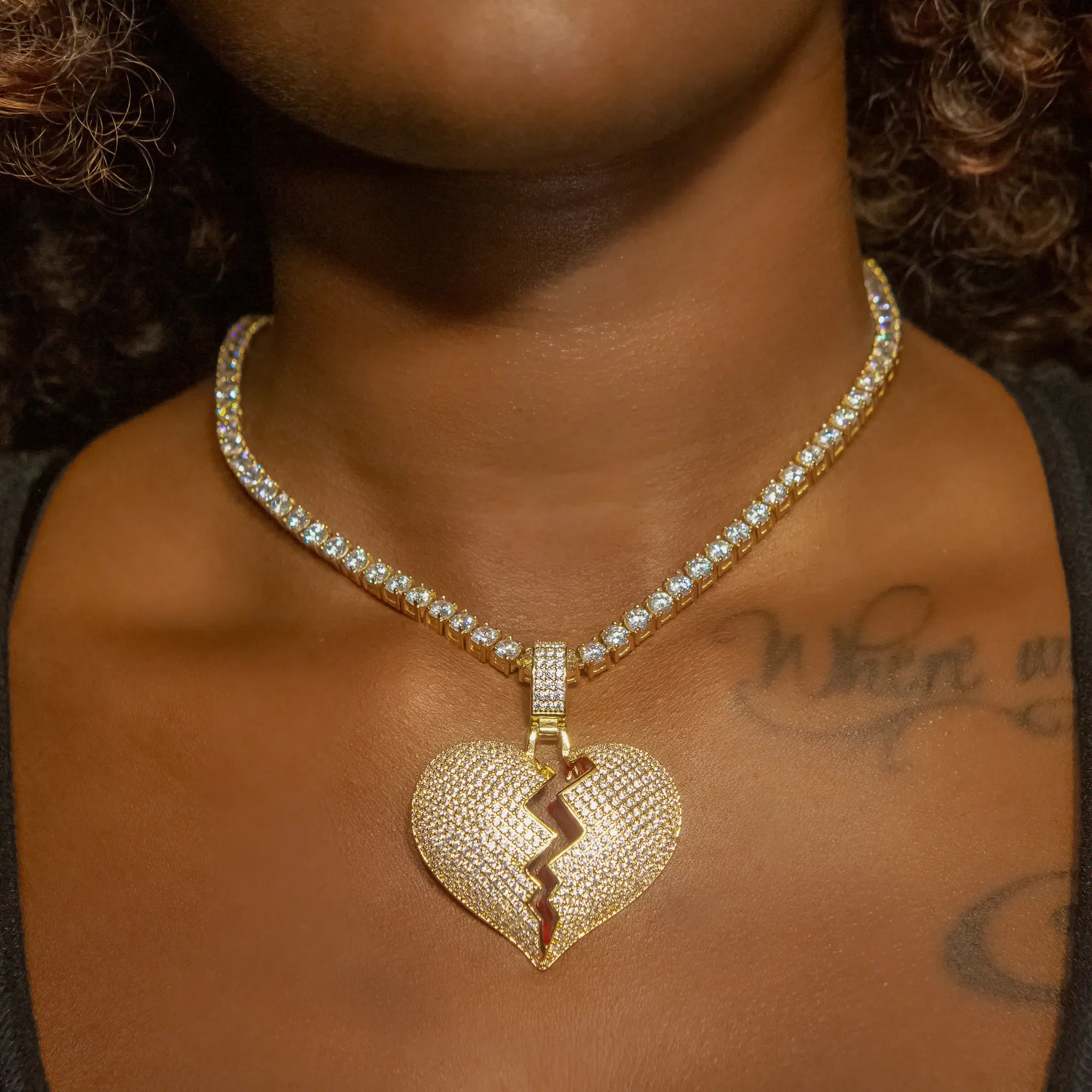 Broken Heart Pendant In Yellow Gold