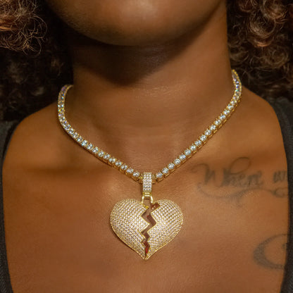 Broken Heart Pendant In Yellow Gold