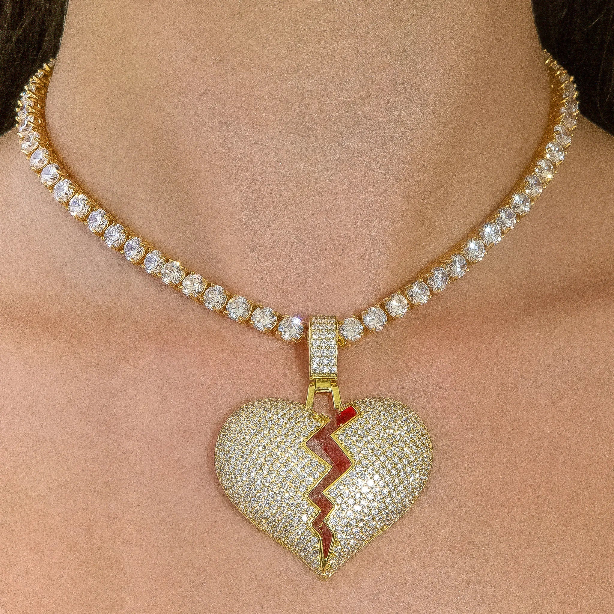 Broken Heart Pendant In Yellow Gold