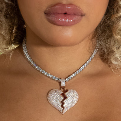 Broken Heart Pendant in Rose Gold