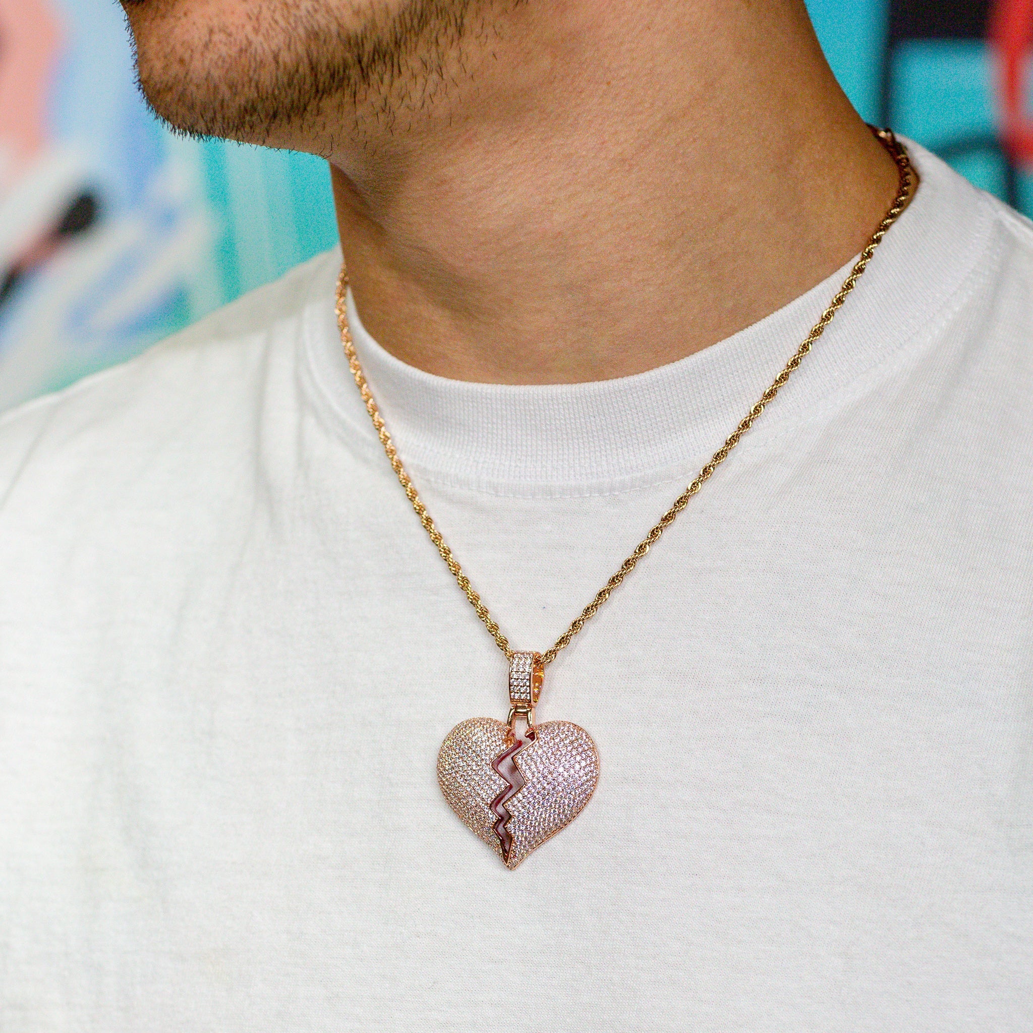 Broken Heart Pendant in Rose Gold