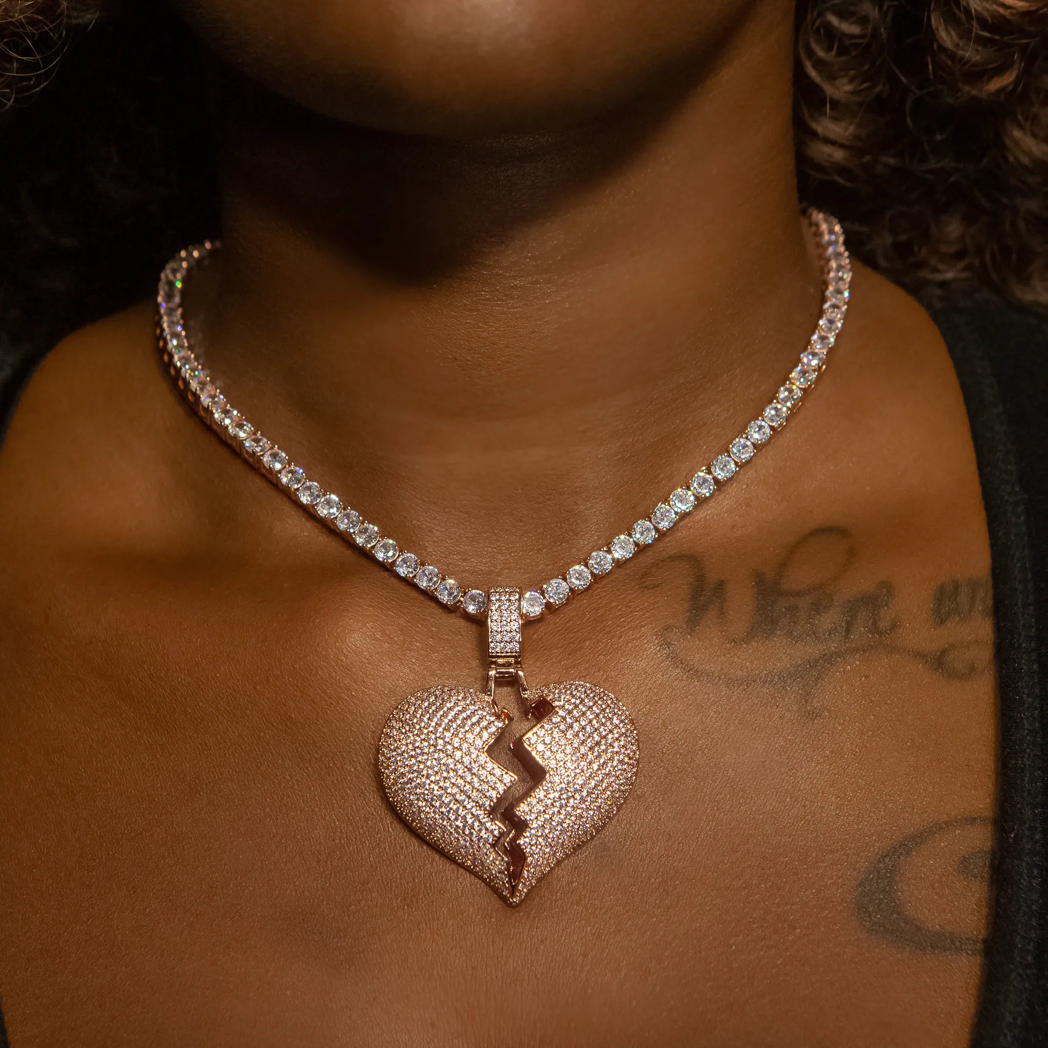 Broken Heart Pendant in Rose Gold