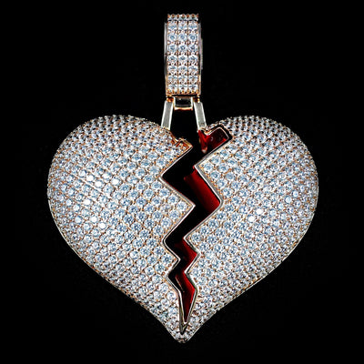 Broken Heart Pendant in Rose Gold