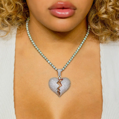 Broken Heart Pendant in White Gold