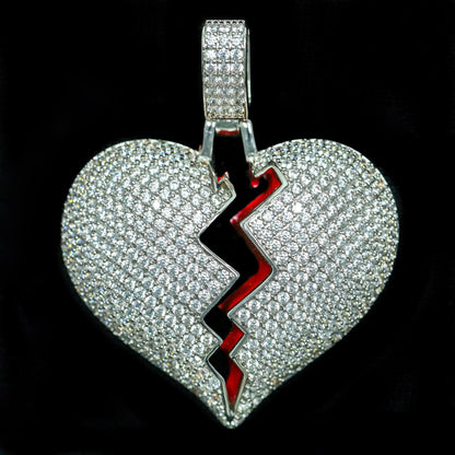 Broken Heart Pendant in White Gold