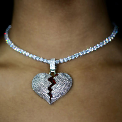 Broken Heart Pendant in White Gold