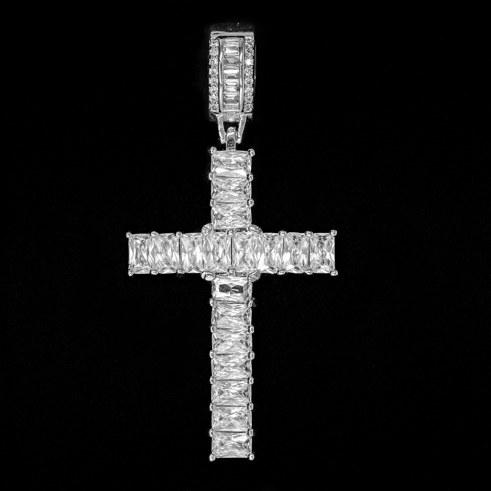 Emerald Cross in White Gold