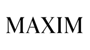 Black 'MAXIM' logo on a white background