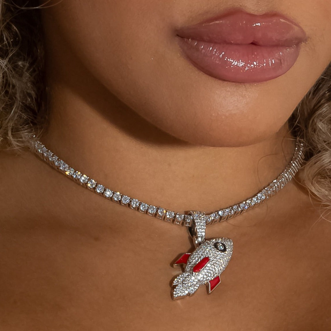 Rocket Pendant in White Gold
