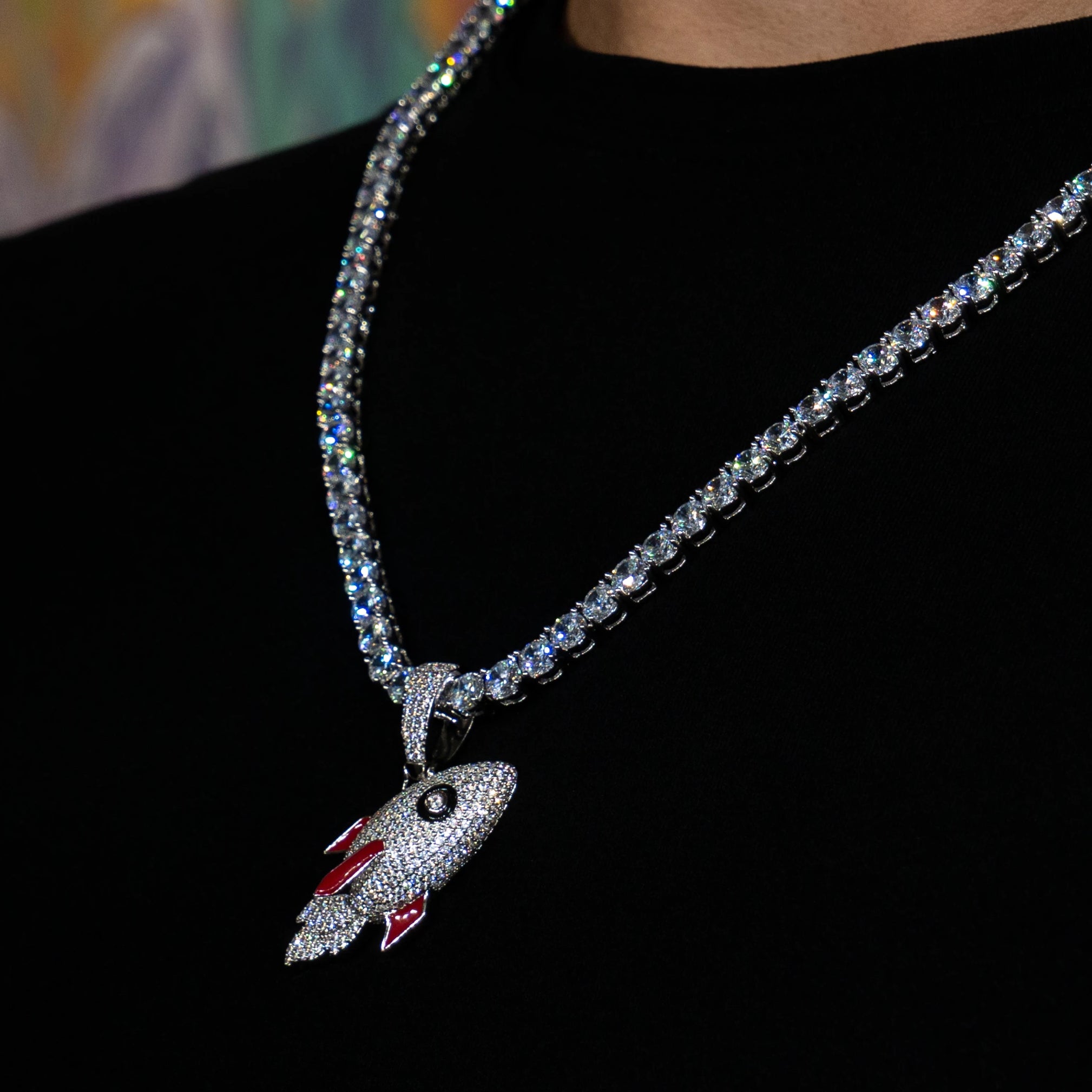 Rocket Pendant in White Gold