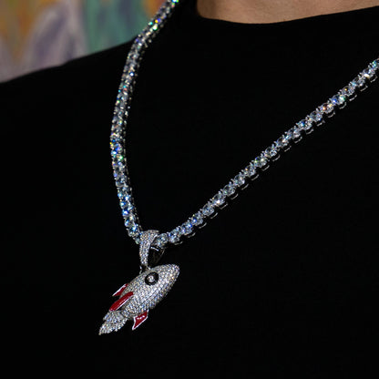 Rocket Pendant in White Gold
