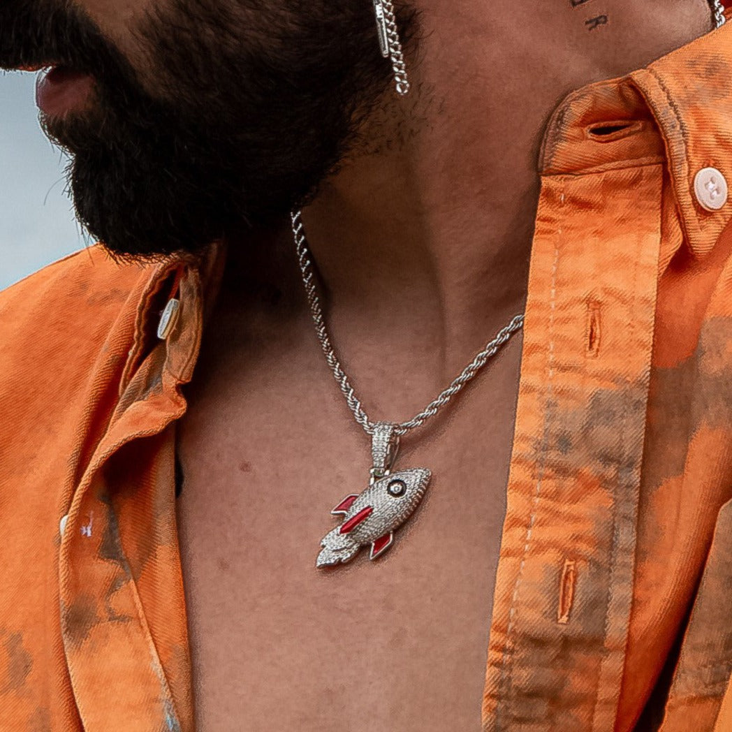 Rocket Pendant in White Gold