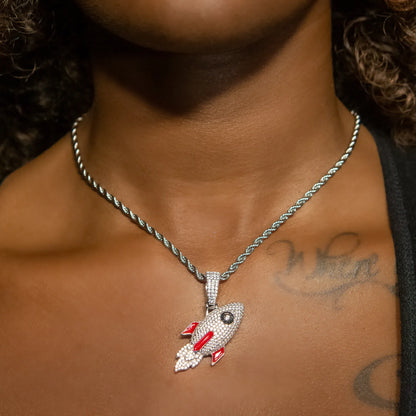 Rocket Pendant in White Gold