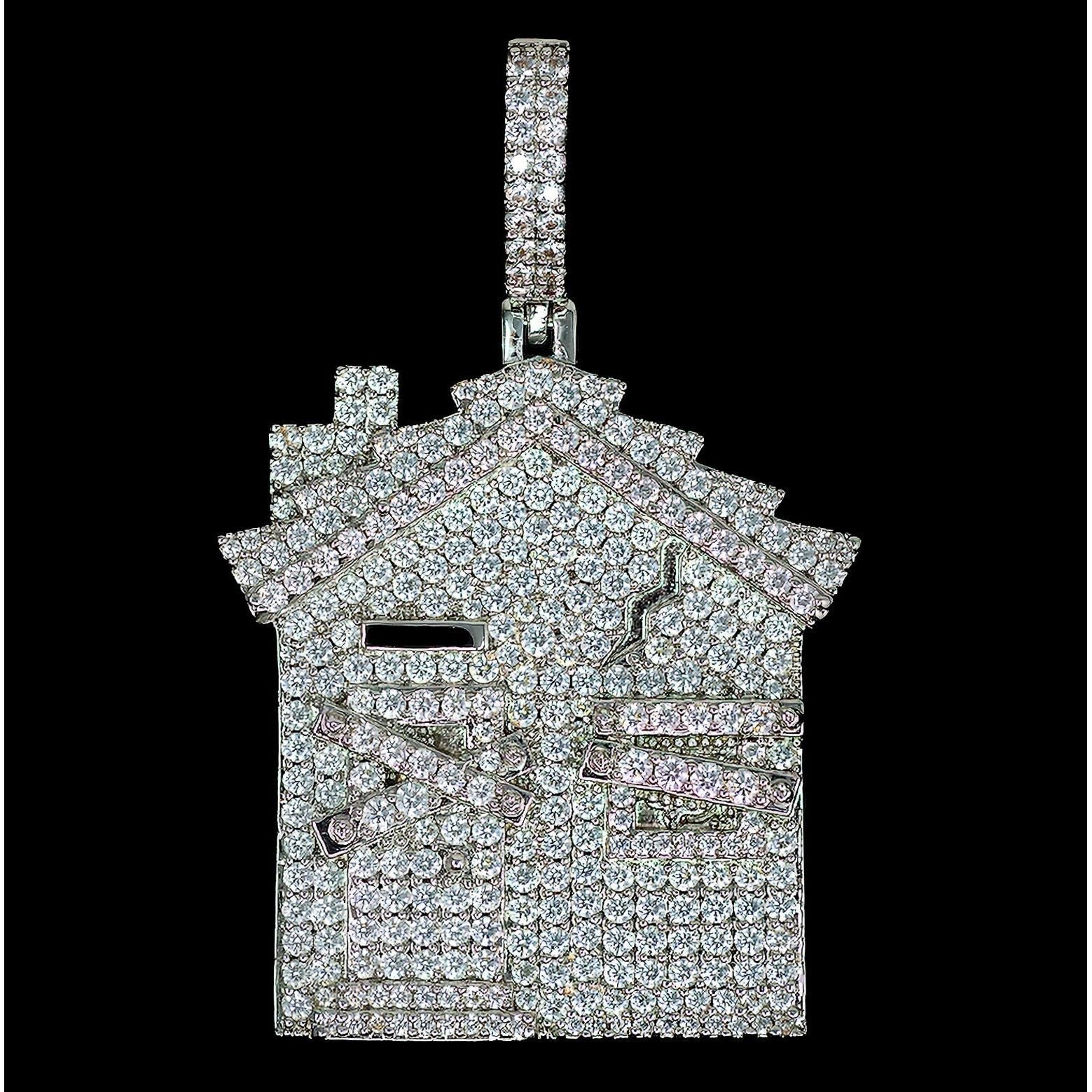Trap House Pendant in White Gold
